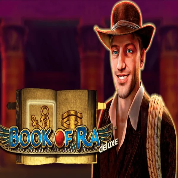 Book of Ra Deluxe online game logo by Novomatic on wolfscasino.uk